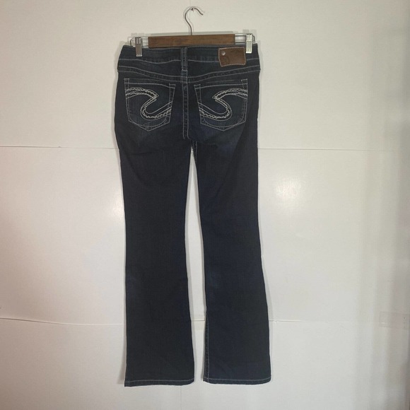 Silver Jeans Tuesday Jeans Flare Sz 27X31 Thick Contrast Stitch Blue Denim Y2K - Picture 5 of 12